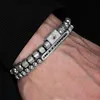 Bracelets de charme 2pcs / Set Bracelet Hommes Perles en acier inoxydable Ensemble d'or Luxe pour CZ Zircon Crown BraceletCharm