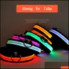 Glowing Pet Collar Rechargeable Luminous Belt S M L Xl Alway On Fast Flash Slow Accessory For Dog Cat Drop Delivery 2021 Collars Leashes S