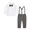 Kinder Jungen Gentleman Anzug Langarm Hemd Hosen 2 PCS Set Kleinkind Kinder Hochzeit Party Kostüm Mode