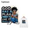 Women Praying God Slogan Iron On Transfers For Clothing Big Size Thermal Sticker DIY Men T Shirt Hoodies Appliqued Jacket Patch 220611