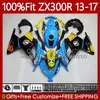 Injectielichaam voor Kawasaki Ninja ZX300 ZX3R EX ZX 3R 300R ZX-300R 13-17 125NO.0 EX300R ZX-3R ZX300R 13 14 15 16 17 EX-300 2013 2014 2015 2016 2017 OEM Fairing Shark Blue