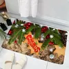 Tappeti Babbo Natale che fa regali Zerbino Albero di Natale Stampato Decor Tappeto Flanella antiscivolo per bagno Soggiorno Tappetino da cucina