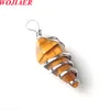 Natural Crystal Stone Halsband f￶r m￤n Kvalitet Spiral Cone P￤rlor Pendanter Kvinnor Fashion Rostfria kedja Lucky Jewelry Bo987