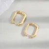 Minimalist Geometric Square Crystal Small Hoop Earrings for Women Fashion Gold Color Metal Earings Pierced Ear Buckle Jewelry New