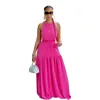 Summer Maxi Dresses For Women Sexy Sleeveless Long Skirt Ladie Bandage Backless Halater Casual Dress Colourful Clubwear