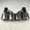 2PCS Car Carbon Fiber Glossy Muffler Pipe H Shape Double Exit Exhaust Tip Muffler Oval Nozzle Decoration Universal Stainless Black