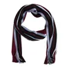 Mens Winter Warm Cashmere Scarf Classic Striped Business Long Tassel Knit Black Grey Red Beige Navy Blue