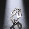 Heiße Modemarke Designer-Bandringe für Frauen Silber glänzender Kristallring Party-Hochzeitsschmuck mit CZ-Bling-Diamantstein