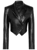 Lautaro automne court élégant luxe noir léger faux en cuir blazer à manches longues vestes et manteaux en cuir femme poitrine double poitrine l220801