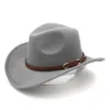 Unisex Volwassen Jazz Fedora Rand Panama Trilby Wolvilt Gesp Outdoor Klassieke Cap Western Cowboy Cowgirl Hoeden Brede Rand Zonnescherm Fe6566263