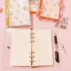Notate Pvc Transparent Cute Little Daisy Notebook 6 Hole Loss-Leaf Shell Journal Planner Office Pomiar Suppliesnotepads