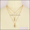 Chains Necklaces Pendants Jewelry Bohemian Shell For Women Mti Layer Cowrie Pendant Necklace Collar Gold Dh2Io