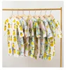 Baby rompers barn designer kläder barn citron bomull tryckt bodysuits sommar avslappnad butik långärmad jumpsuits nyfödda klättring krypande kläder b8148