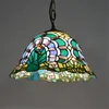 Pendantlampor 12 "Tiffany Green Peacock Glass Lamp med kedja för barrestaurang Matsal Balkong Vintage Retro Suspension 1182Penda