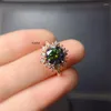 Anelli a grappolo in argento 925 da 1 ct con design a neve verde scuro Moissanite VVS Anello di fidanzamento con diamanti per matrimonio con GRA nazionale per le donneCluster