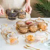 Nordic Dried Fruit Snack Candy Dish Nut Peanut Tray Transparent Acrylic Plate Food Grid Storage Box Home Iron Holder Dessert Jar 220307