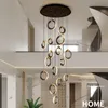 Escalier de lampe à LED moderne Lustre éclairage Anneau en aluminium de luxe nordique Lampes suspendues Salon Salle à manger loft Lampes de décoration pour la maison