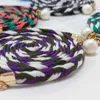 Cinture colorate multicolore in tessitura intrecciata in vita femmina abbigliamento intrecciato decorazione intrecciata intrecciata