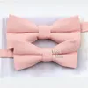 Färg Sage Green Pink Orange Solid Cotton Parent-Child Bowtie Set Kids Pet Men Women Futterfly Daily Cravat Accessory