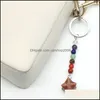 Key Rings Healing Reiki Chakra Natural Stone Pendant Keychain Crystal Chakras Quartz Pink Chains Jewelry Accessories Drop Carshop2006 Dh0Gf