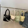 Shopping Bags Handbag for Woman Soft Air Down Leather Cute Young Girl Tote Cotton Thick Handle Clutches Lady Shoulder Bag 220316