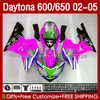 Fairings Kit For Daytona 650 600 CC Pink Black 02 03 04 05 Bodywork 132No.78 Cowling Daytona 600 Daytona650 2002 2003 2004 2005 Daytona600 02-05 ABS Motorcycle Body