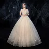 Other Wedding Dresses Dress 2022 Luxury Champagne Sequins O-neck Brush Train Lace Up Ball Gown Princess Gowns Custom Size