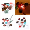 Pendant Necklaces Pendants Jewelry Natural Stone Carved Elephant Necklace Opal Tigers Eye Pink Quartz Crystal Cha Dhkqn
