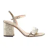 Designer Women Sandals Classic High heels Camellia Sandal Women Party Metallic Laminate Leather Dress ShoesSexy Suede Lady Metal Belt buckle Thick Heel shoe