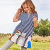 32 estilos niñas vestido de manga corta a rayas niños dibujos animados rectos estampado animal vestidos de princesa boutique de moda ropa para niños