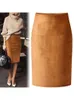 women's skirt Sexy Multi Color Suede Midi Pencil Skirt Women 2021 Fashion Elastic High Waist Office Lady Bodycon Skirts Saias 220322