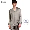 Men s Pajamas Sets French Premium Satin Silk Pyjamas Nightwear Sleepwear Nighty Homewear Loungewear Long Sleeve Casual For Male LJ201113