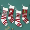 Decorações de meias de natal malha santa boneco de neve lareira de rena de natal arrasta pendurada ornamentos xbjk2208