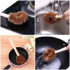 Natural Coconut Brown Oil Pot Brush Long Handle Non-stick Dishwashing Oils Cleanings Brushs Can Hang Type Brush