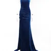 Sexy rückenfreies Korsett mit hohem Schlitz, elegantes Samt-Abendkleid, Kleid für Damen, modisch, solide, Party, Club, formale lange Maxi-Kleider W220421