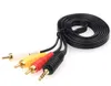 1,5 m 3,5 mm Klinke auf 3 Cinch-Stecker, Audio-Video-AV-Kabel, AUX-Stereo-Kabel, Konverterkabel für Lautsprecher, TV, CD, DVD-Player