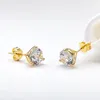 Stud 2 Carat D Color Moissanite Diamond Earrings Yellow Gold 925 Sterling Silver For Women Girls FashionStud