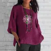 Blouse Womens 3 из 4 рукава экипажа шея с цветочной печать