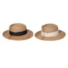 Breda randen hattar sommarvävd halm sun hatt platt band boho panama boater strand drop pros22