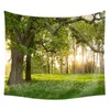 Tapestry bakgrund vacker natur landskap solsken skog tryck mattvägg hängande bett sovrum heminredning tapestry j220804