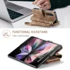 Retro Leather Purse Stand Flip Wallet Cases For Samsung Galaxy Z Fold 3 Zipper Pocket Phone Cover