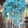 beautiful artificial cherry blossoms silk wisteria flower vines DIY wedding Christmas decoration wall decor 6 colors Y201020