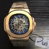 Новые мужские автоматические механические часы серебряной полосы Blue Gold Watch Watch Watch Montreux Luxury Watch