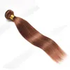 カラー30ジンジャーブロンドストレートバンドル事前色の絹のような人間の髪の拡張照明茶色30＃レミーヘアウィーブ