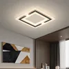 Modern LED -ljuslampa för vardagsrum sovrum kök hem inomhus taklampa med fjärrkontroll rektangel svart ljus fixtur