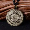 Pendant Necklaces Natural Gold Obsidian Necklace Dragon Phoenix With Chain The Eight Trigrams Amulet Peace Mascot For Men/Women