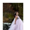 Pink And Grey Flower Girl Tutu Dress Wedding Tulle Girls Dresses Robe Demoiselle Rose Kids Clothes