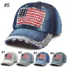 American Flag Retro Cowboy Hat Fashion Designer Diamond Studded Peaked Cap Adjustable Outdoor Travel Sun Hats RRE13766