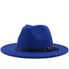 Kvinnliga män ull fedora hatt med läder band gentleman elegant lady vinter höst breda brim jazz kyrka panama sombrero cap 220517