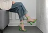 Novos mulheres sandálias de calcanhares especiais abertos de calcanhar alto sapatos de casamento sapatos de festa de sapato de calça de sandália em cores fluorescentes